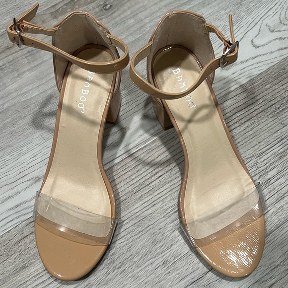 Shoes Bamboo Nude Heel With Clear Plastic Strap Size 6 W Poshmark